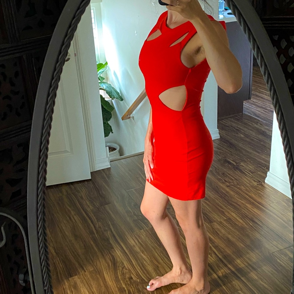 Bebe Red sleeveless cutout mini dress